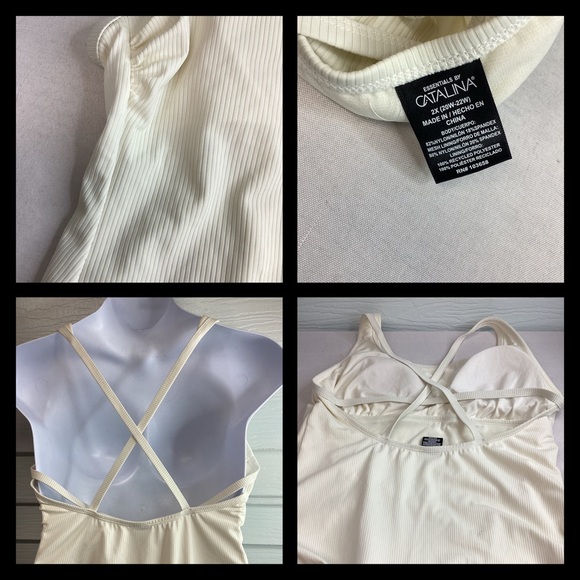 Essentials Cream one piece swimsuit - Picture 3 of 5